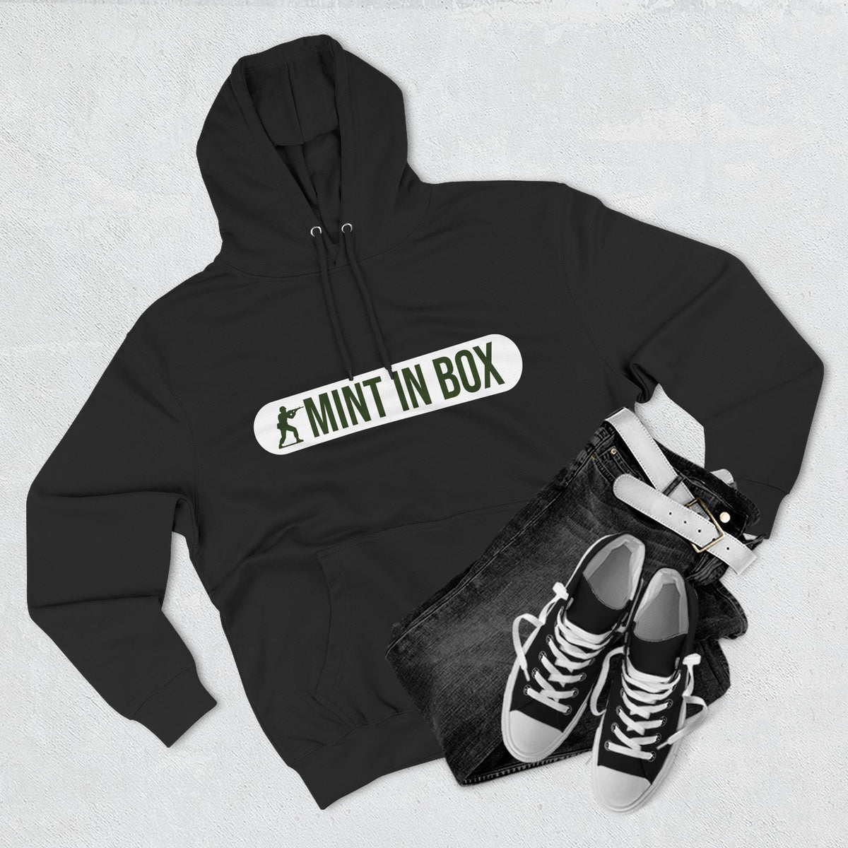 Mint In Box Hoodie — Minimalist Streetwear Fleece Hoodie