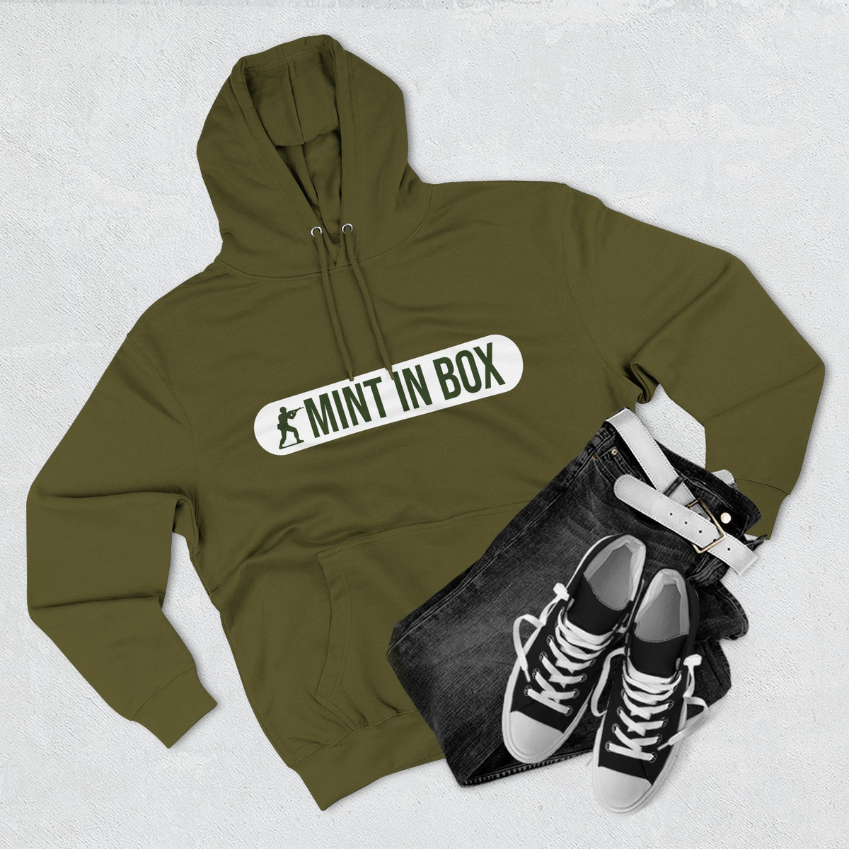 Mint In Box Hoodie — Minimalist Streetwear Fleece Hoodie