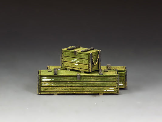 VN185 Wooden Ammunition & Weapons Crates (Olive Drab Colour) by King & Country
