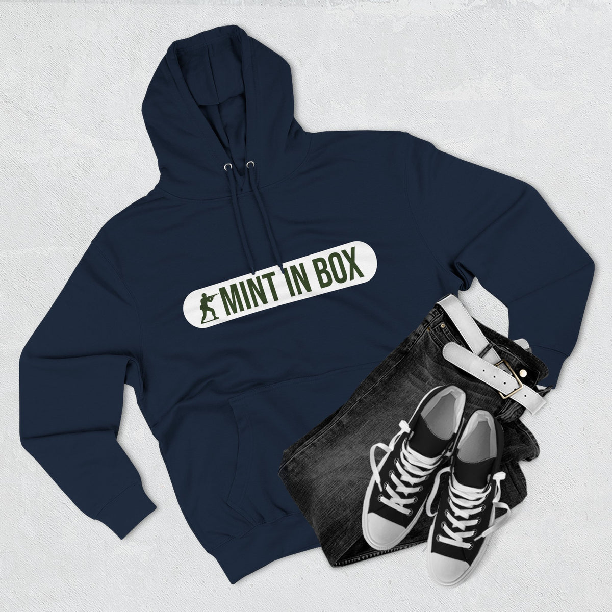 Mint In Box Hoodie — Minimalist Streetwear Fleece Hoodie