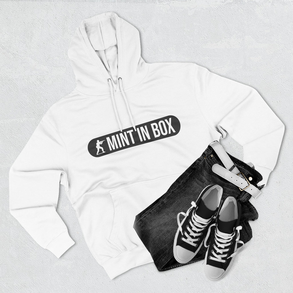 Mint In Box Hoodie — Minimalist Streetwear Fleece Hoodie
